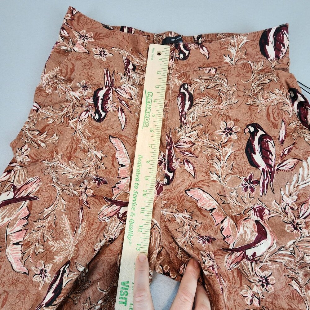 Tahari NEW 100% Linen Wide Leg Crop Pants‎ Breezy Boat Pant Paisley Print sz Lg - Picture 9 of 12